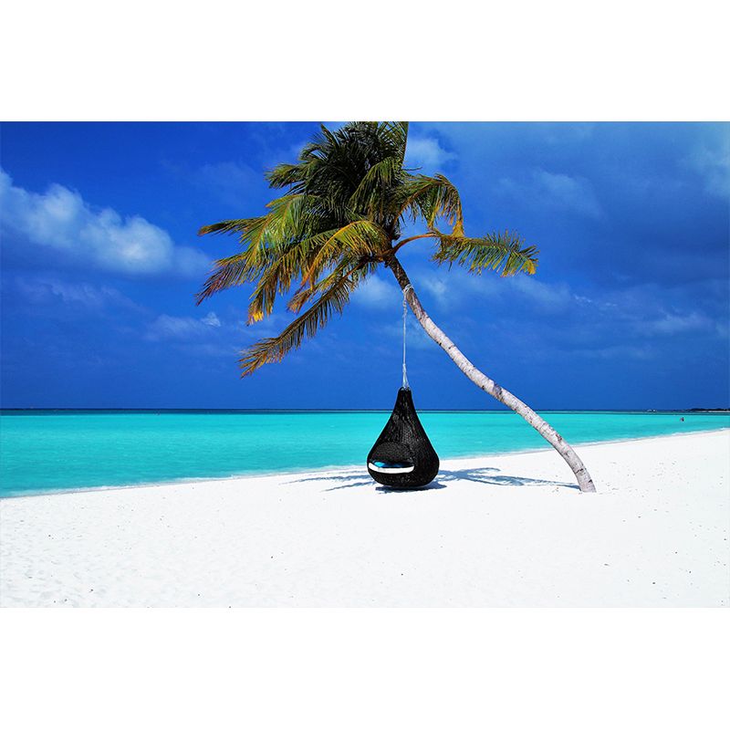 Large Tropical Scenery with Palm Trees Contemporary Style Decorating Wall Art