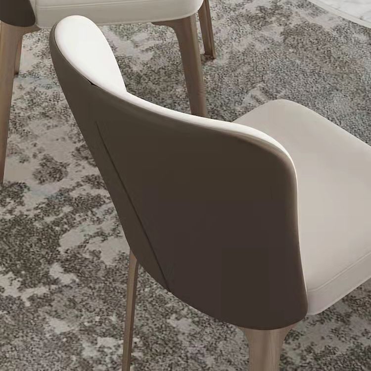 Sillas de comedor de cuero sin brazos con respaldo sólido escandinavo de lujo para cocina