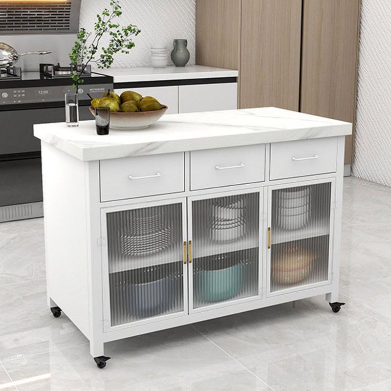 Dining Room Kitchen Island Table Marble Modern Prep Table with Drawer