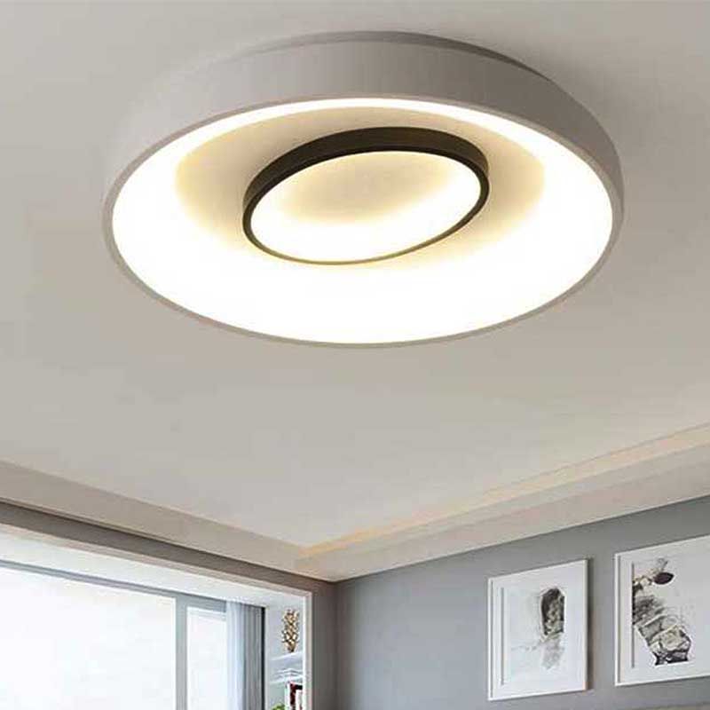 16"/19.5" Dia Nordic LED Flush Mount Lamp Acrylic Shaded White Round Bedroom Ceiling Light, Warm/White Light