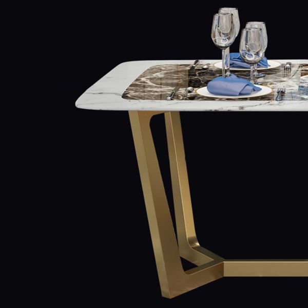Metal Mesa Top de mármol rectangular de lujo de metal con base de caballete