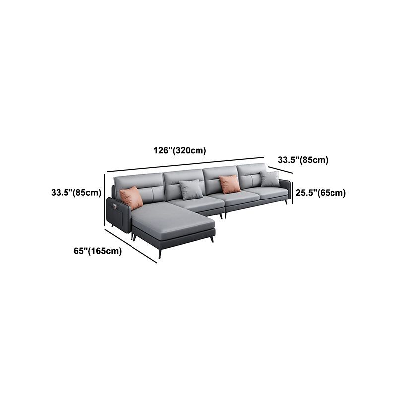 Stain-Resistant Sectionals 4-Seater Faux Leathe Sectionals with Storage