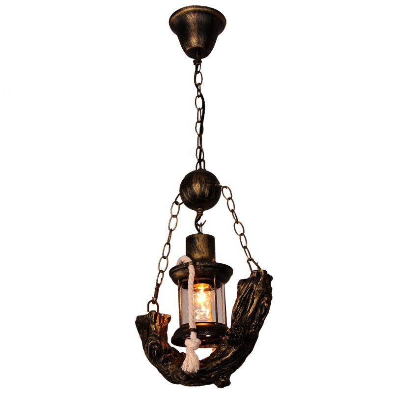 Zeilbootvormige restaurantophanglamp nautische metalen 1-licht bronzen afwerking druppel hanger