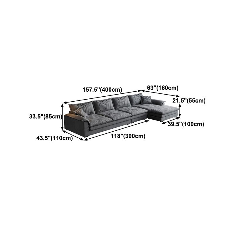 Contemporary Loose Back 33.46" H Sofa Pillow Top Arm Sofa & Chaise