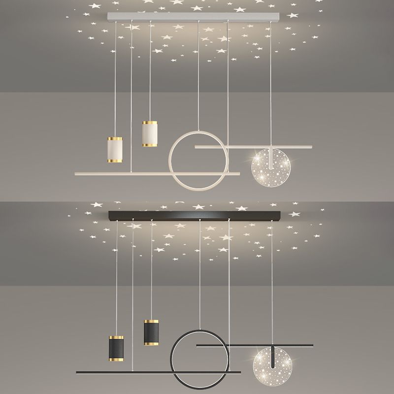 Geometric Shape Metal Island Pendants Modern Style 8 Lights Island Pendant Lights