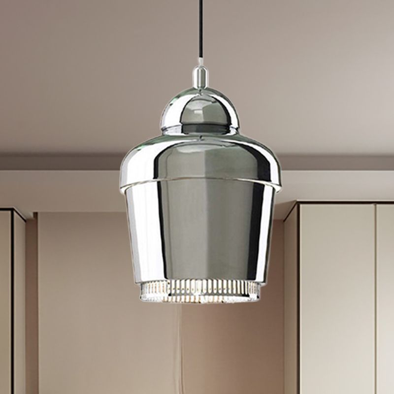 Luz de techo colgante de frasco negro/blanco/cromo moderno 1 luz colgante colgante de hierro ligero