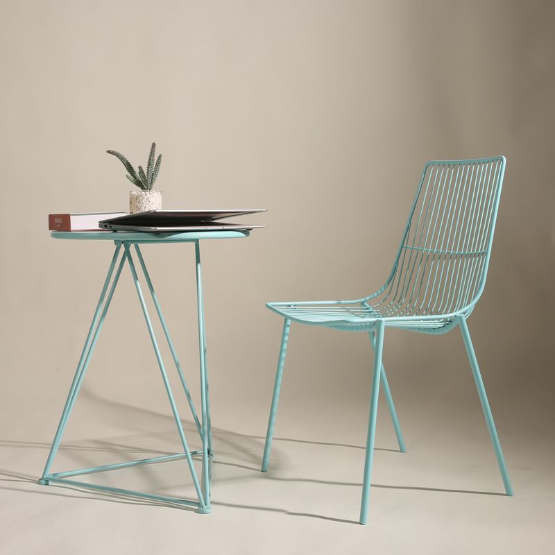 Black/Blue Outdoors Dining Chairs Modern Metal Stacking Patio Dining Chair