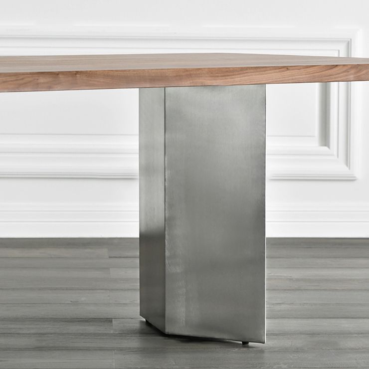 Mesa de comedor rectangular industrial de metal, mesa superior de madera para cocina y comedor