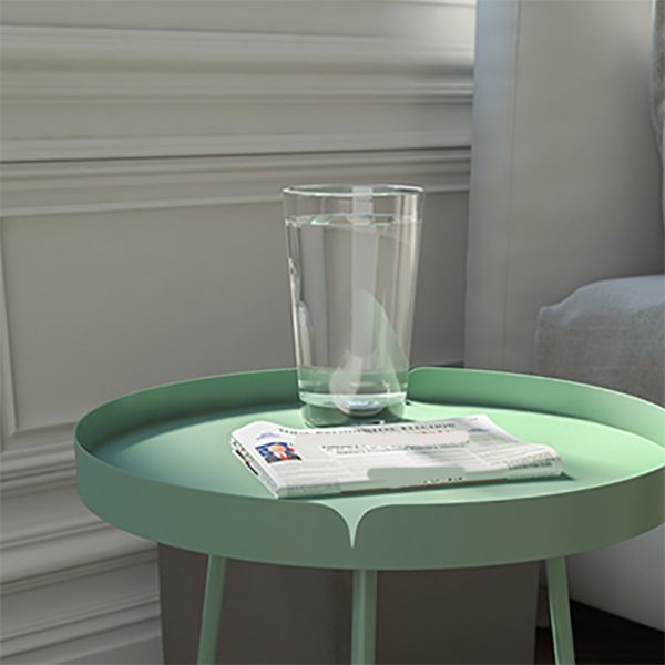 21.6" Tall Round Tray Top Side Table Mental 3 Legs End Table with Shelf