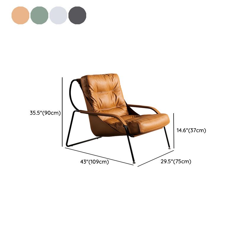 Industrial Genuine Leather Lounge Chair Solid Color Tufted Back Chair