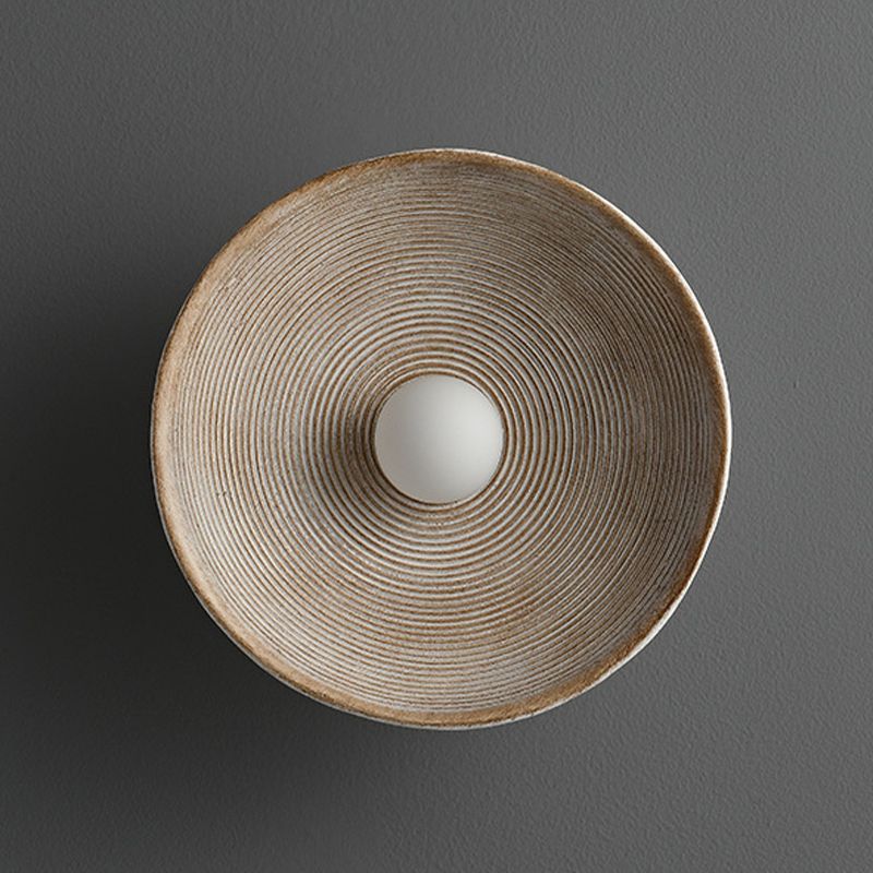 Single Contemporary Brown/White Round Shape LED Bathroom Vanity Light