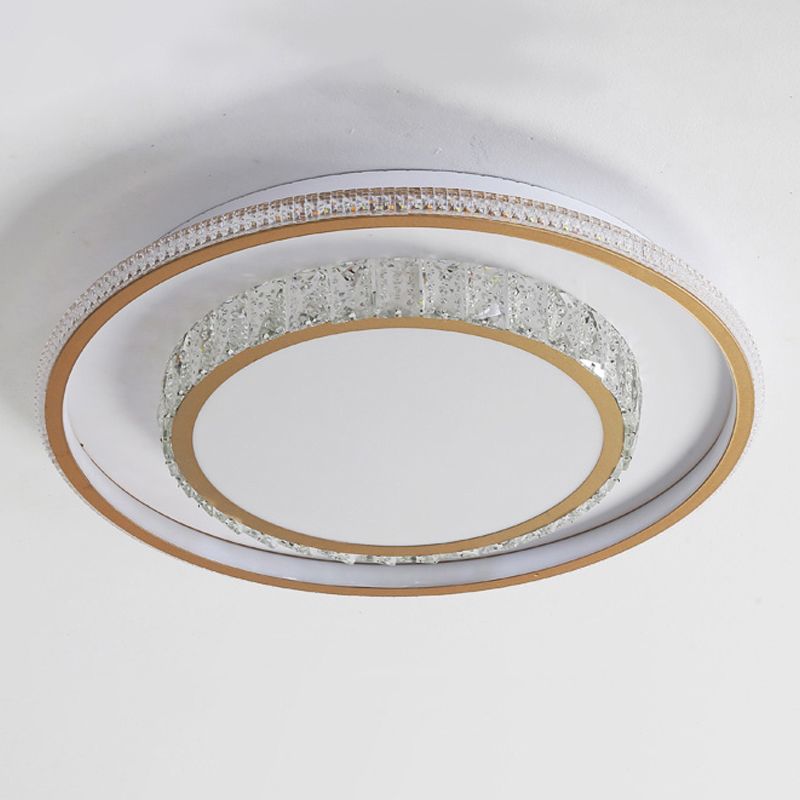 Lampe de plafond LED en cristal de forme géométrique de Style Simple moderne en fer 2 lumières pour chambre à coucher