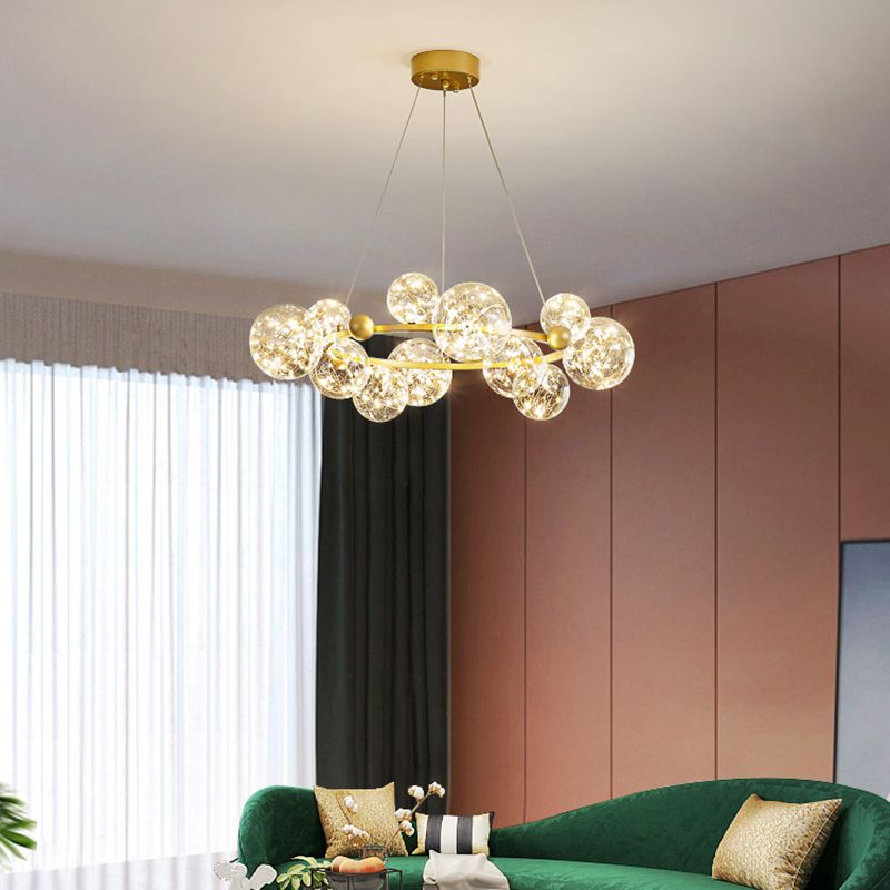 Modern Glass Chandelier Lighting Fixture Gold Chandelier Pendant Light for Restaurant