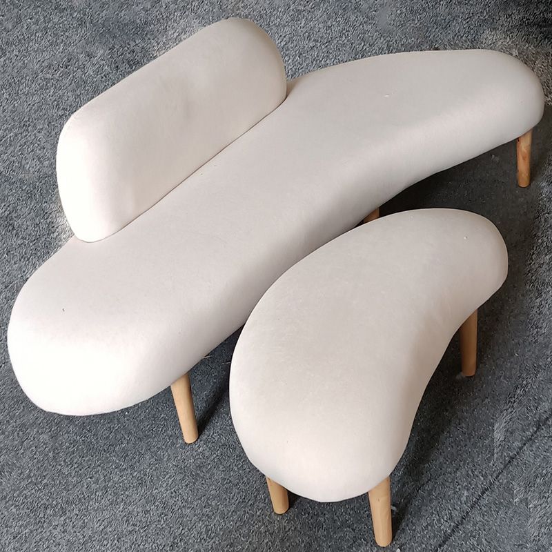 Fabric Tight Back Sectional Sofa 27.56"High Armless Sofa,White