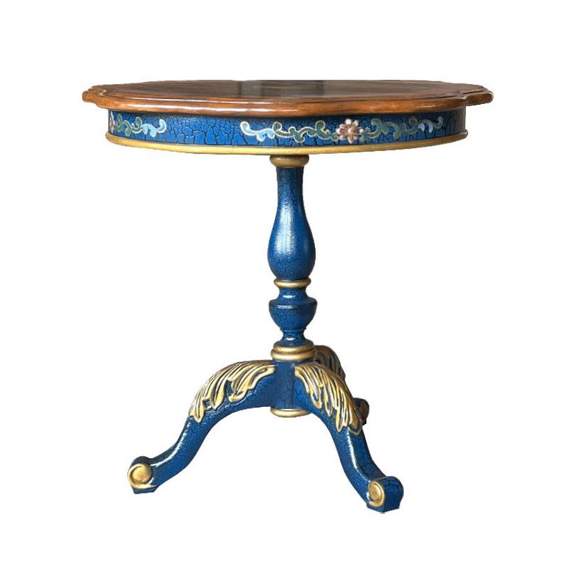 Traditional Style Round Solid Wood Table with 3 Legs Base Side Table