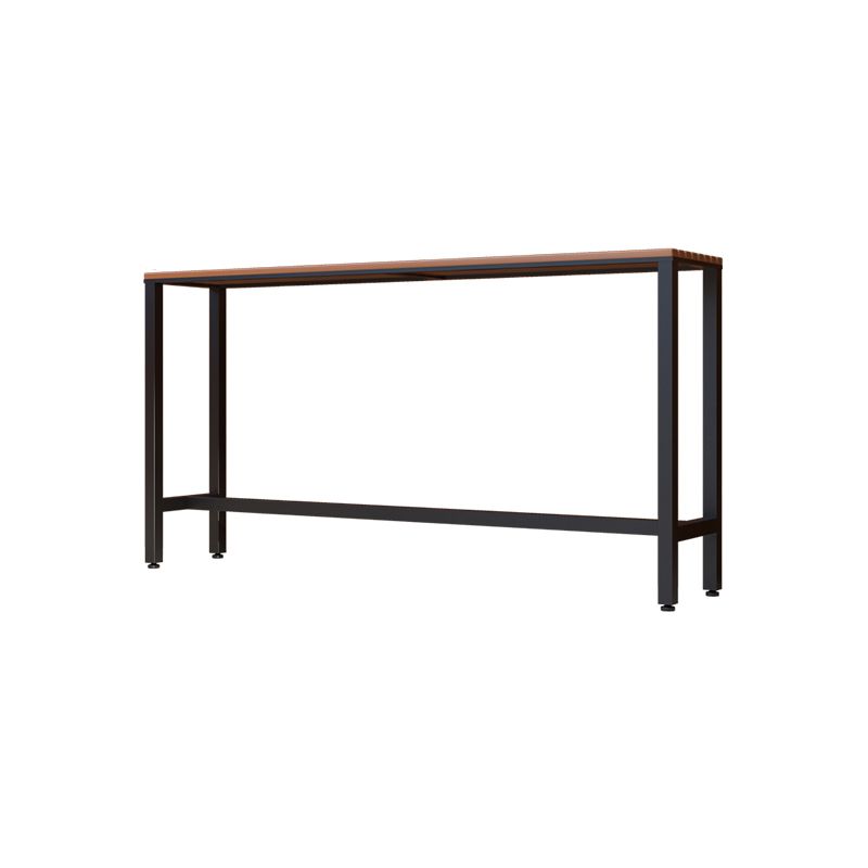 Outdoor Wood Rectangle Bar Height Table Modern Brown Trestle Bistro Bar Table