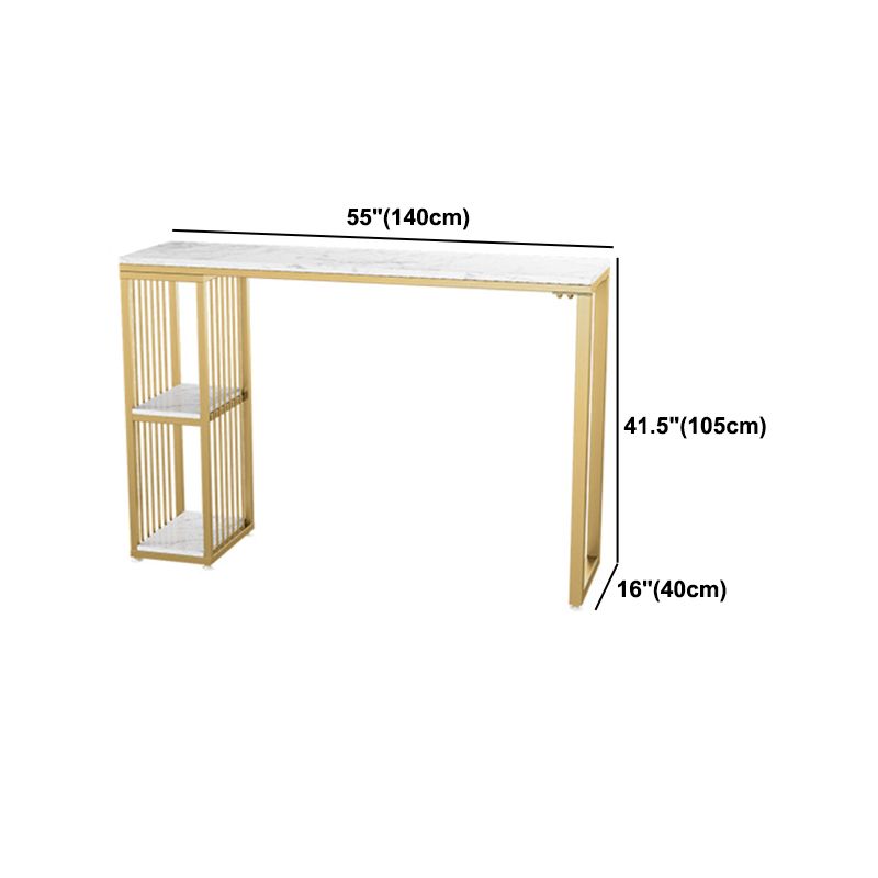 Glam 1/3 Pieces Bar Table Set Rectangle Stone Counter Table with High Stools for Cafe