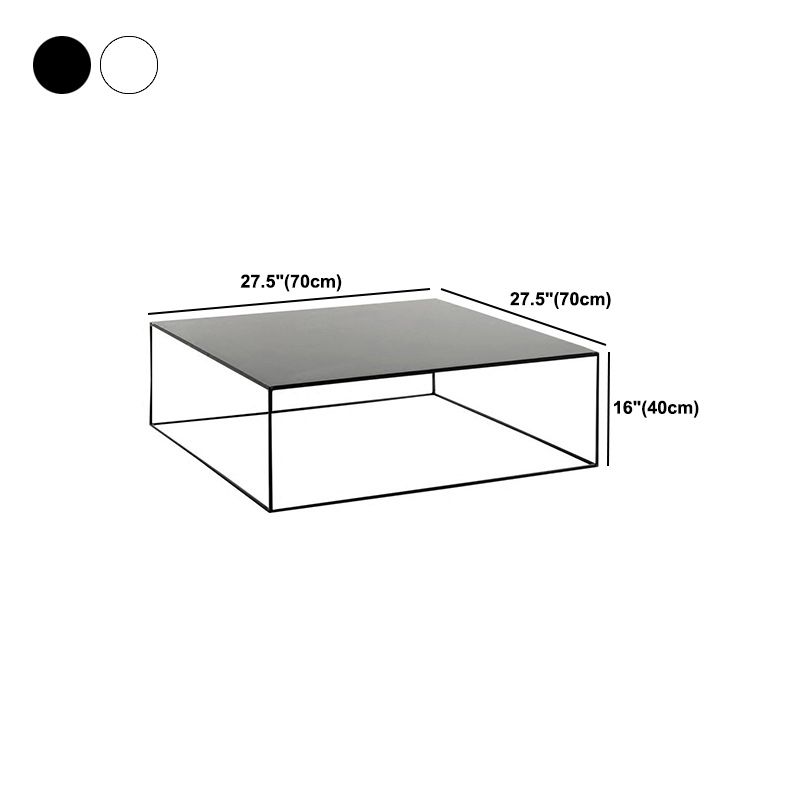 Mid-Century Modern Iron Square Coffee Table with Frame Base Cocktail Table