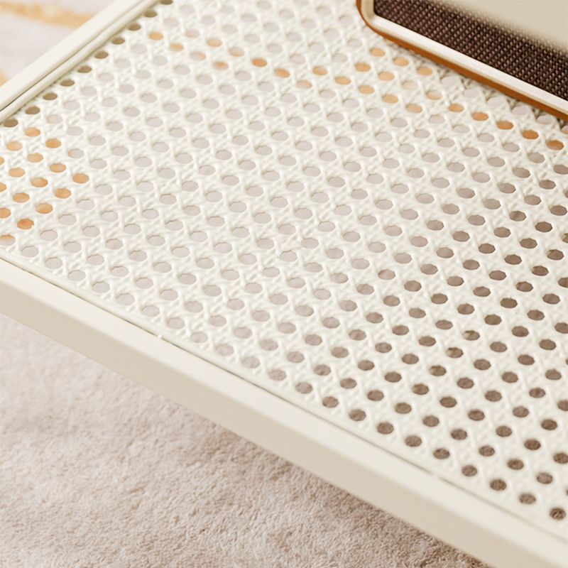 Modern Rectangle Cocktail Table with Glass Top and 4 Iron Legs