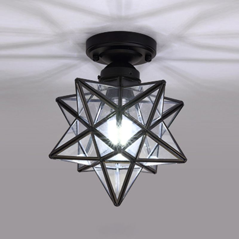 Glass Semi Flush Mount Lighting Vintage Style Shaded Aisle Semi Mount Lighting
