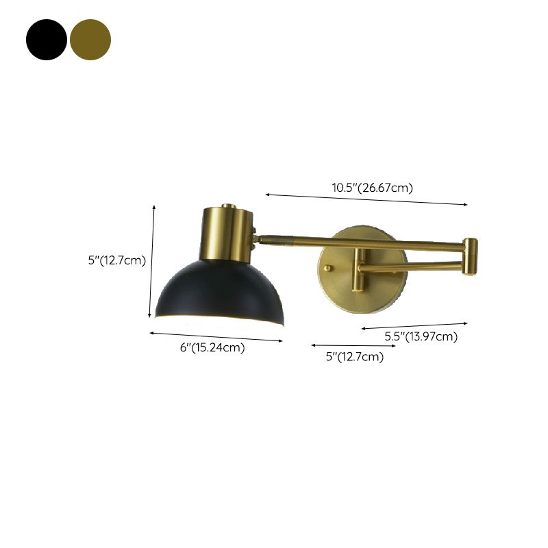 1 Light Swing Arm Flush Mount Wall Sconce Simplicity Metal Wall Mount Lamp