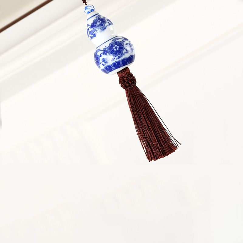 Lámpara de techo empotrada de tela estilo asiático con montaje empotrado de tambor para sala de estar