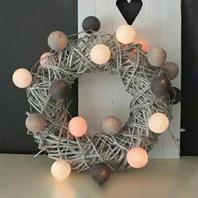 Colorful Globe LED Festive Lights in Modern Artistic Style Cotton Ball Indoor String Lights