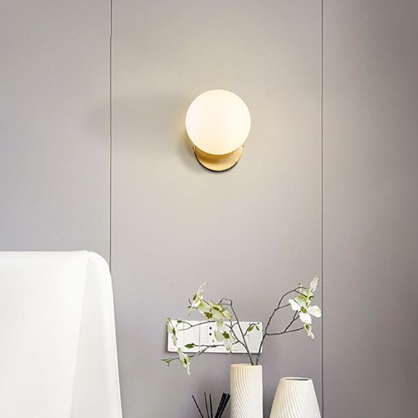 1-Light Round ShadeModern Simple Style Glass Wall Lighting Fixtures in Brass