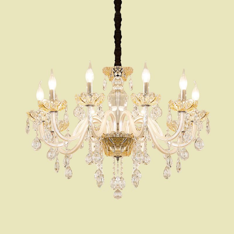 8 lampen helder kristal kroonluchter lamp traditionalistische witte kandelaar woonkamer plafond hanger