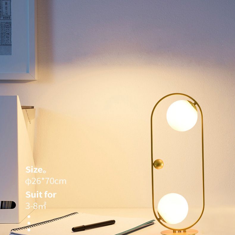 Orb-Shade Nightstand Light Minimalist Opal Frosted Glass Bedroom Table Lamp