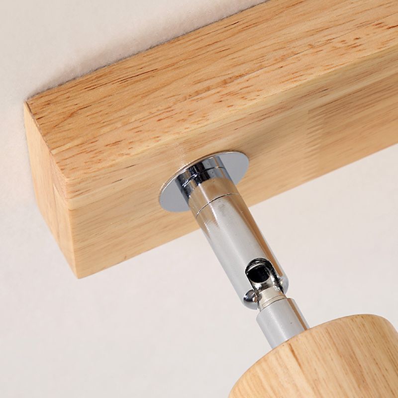 Modern Minimalist Rotatable Ceiling Light Wooden Bare Bulb Semi Flush Mount for Corridor