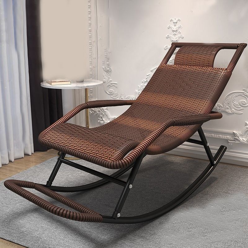 Contemporary Woven Rope Rocker Chair Wicker Rocking Chair for Home Decor