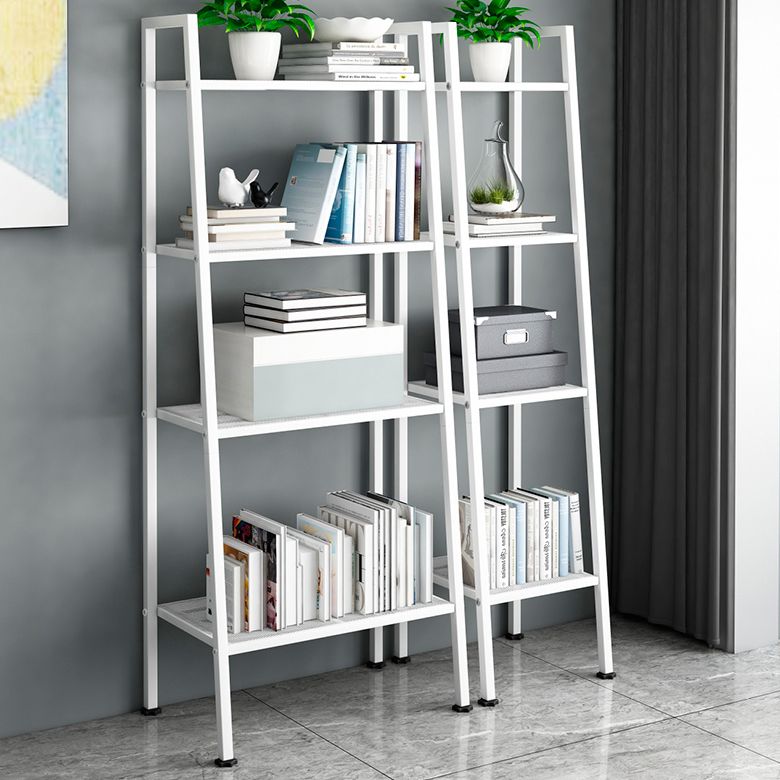 Modern Style Ladder Bookshelf Open Back Metal Bookcase for Home