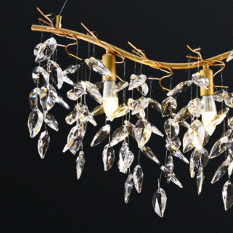 Crystal 4 / 8 - Light Kitchen Island in Gold and Clear Minimalist Ceiling Pendant Lighting