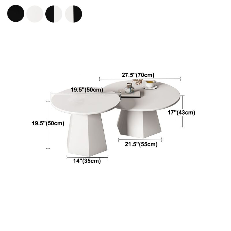 Pedestal Base Designed Cocktail Table White/black Metal Circular Coffee Table