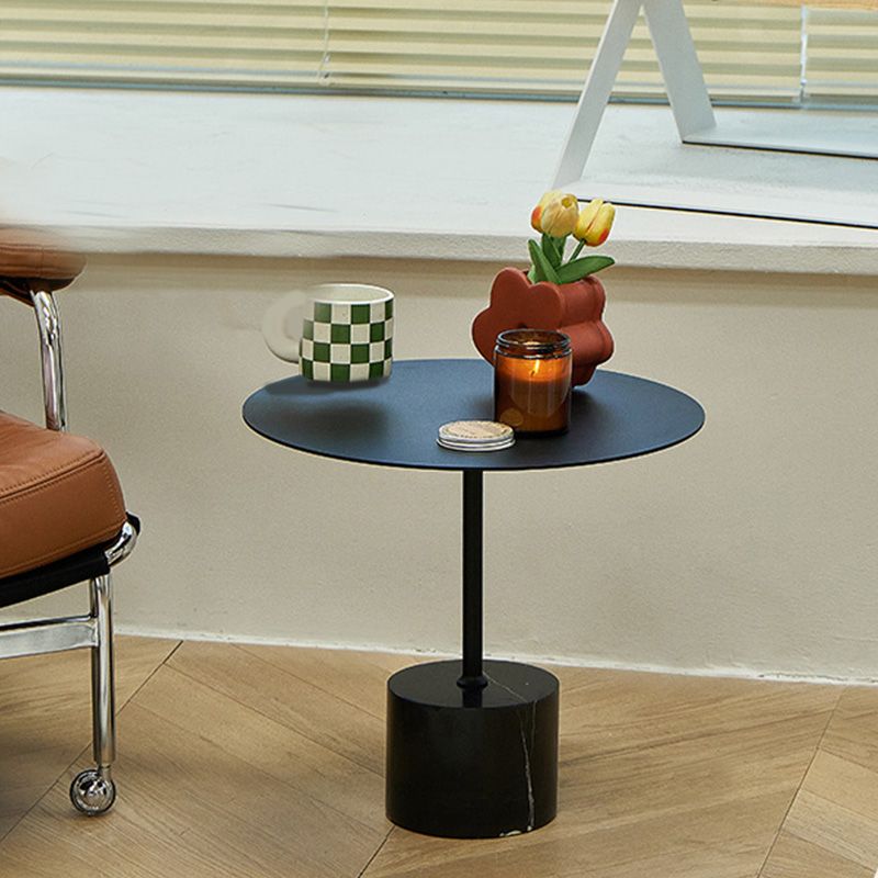 Black End Slide Table Round Living Room Pedestal Marble Corner Table