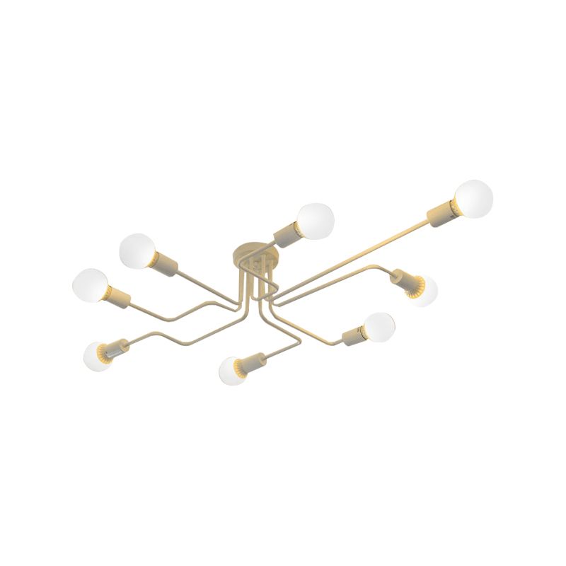 Retro techo expuesto con lámparas semiincorporadas de metal ligero incrustadas 4 / 6, con diseño de latón antiguo / Sputnik negro