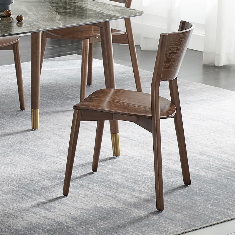 Silla lateral de madera maciza para restaurante contemporáneo, silla de comedor con respaldo abierto natural