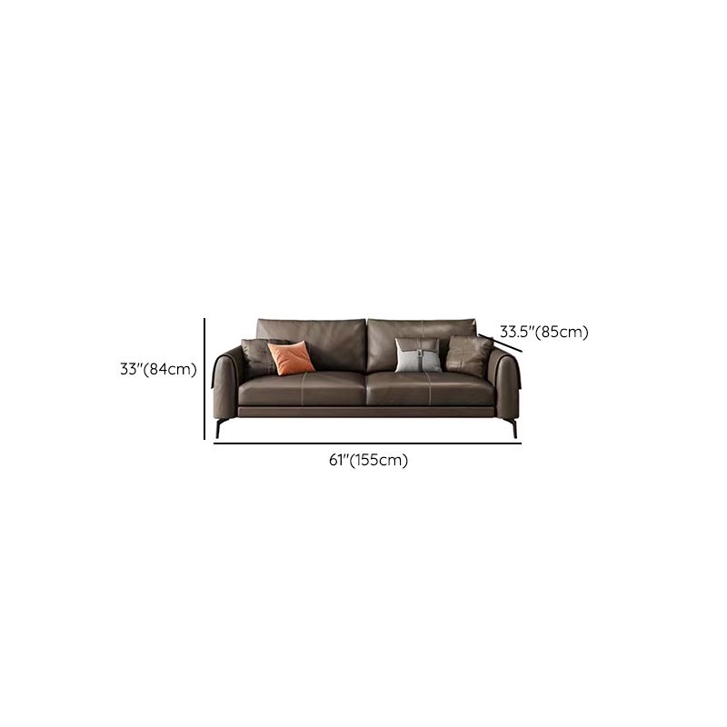 Bonus Room Leather Sofa in Dark Brown Modern Loose Back Seating