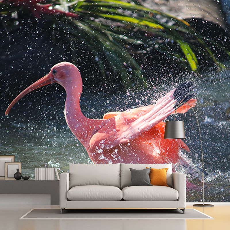Beautiful Flamingo Mural Wallpaper Moisture-Resistant Wall Covering for Bedroom
