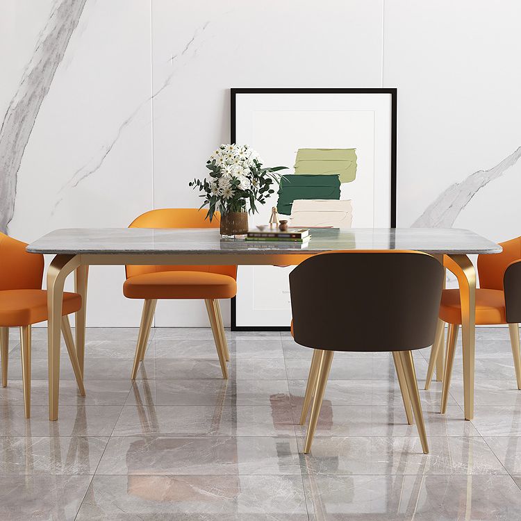 4 Legs Kitchen Dining Table Modern Luxury Style Rectangle Stone Dinette Table