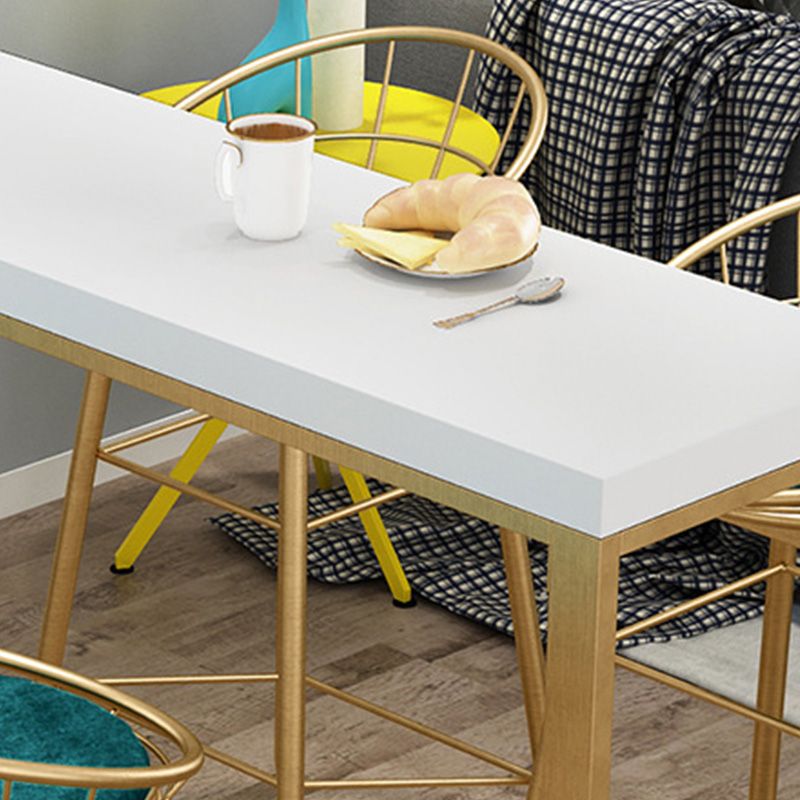 Glam Bar-height Table Solid Wood Top Pub Table with Gold Metal Base