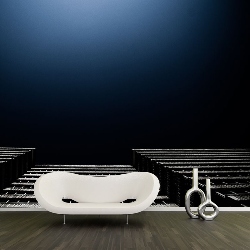 Night City Building Wall Mural Contemporary Style for Meeting Room, Moisture Resistant