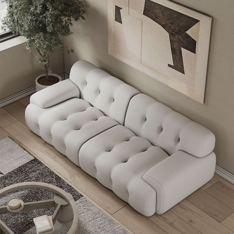 Scandinavian Seating Fabric Living Room Recessed Arm Tufted Standard Sofa