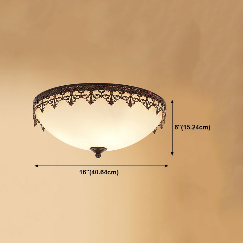 Glass Dome Flush Mount Light Fixture Traditional Living Room LED Ceiling Mount Lighting