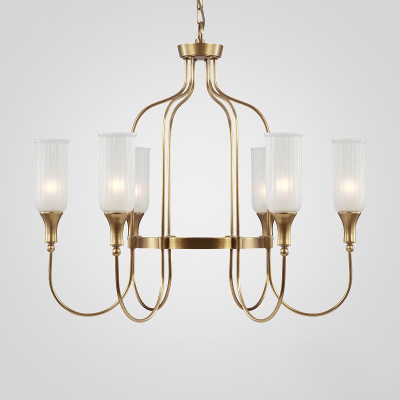 Cylinder Chandelier Light Fixture Traditional Opal Glass Pendant Lighting for Restaurant