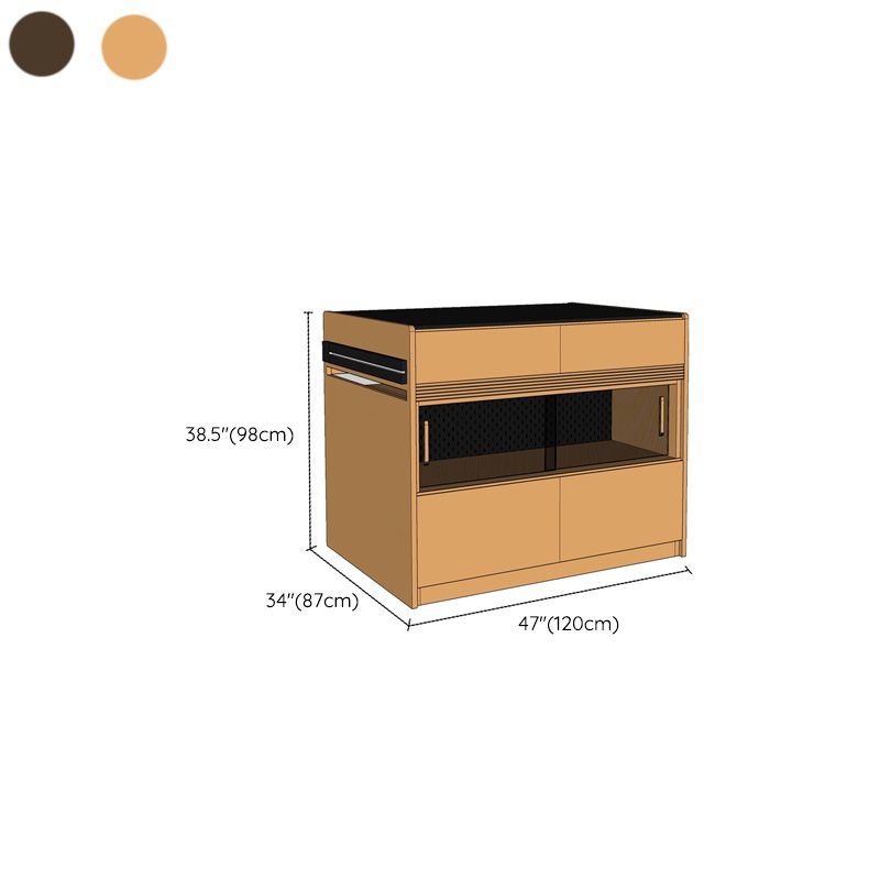 Dining Room Kitchen Island Table Modern Wood Prep Table with Drawer