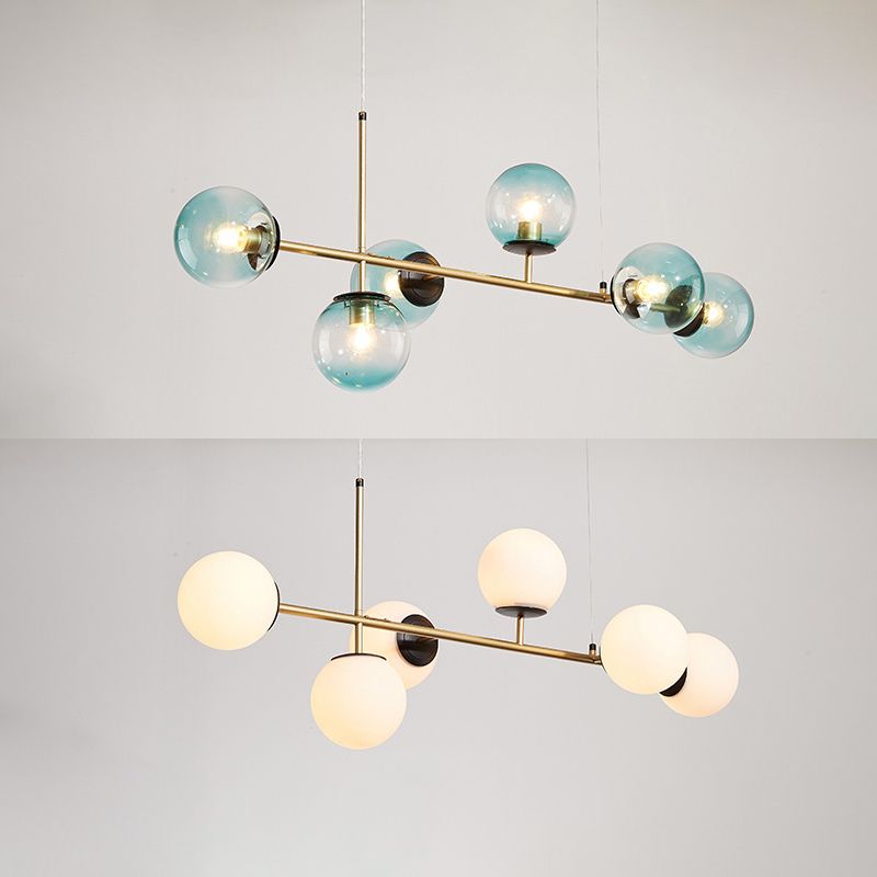 Modern Creative Globe Isola Light Iron Iron a 6 luci a sospensione Light With Glass Shade