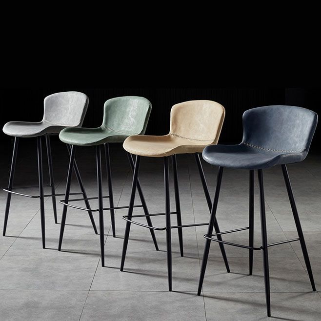 Scandinavian Bucket Backless Stool Leather Upholstered Counter Stool