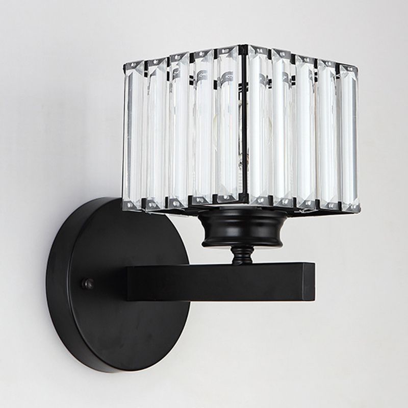 Crystal Geometric Shape Wall Sconce Modern Style 1 Light Wall Light Sconce in Black